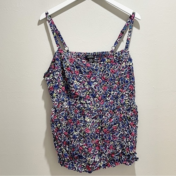 TORRID Women’s Plus Size Multi Floral Smocked Peplum Babydoll Tank Top Size 3X - Picture 1 of 8